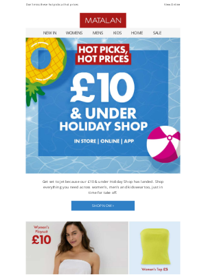 Matalan (United Kingdom) - ☀️ £10 & under holiday AND IT luggage from £40