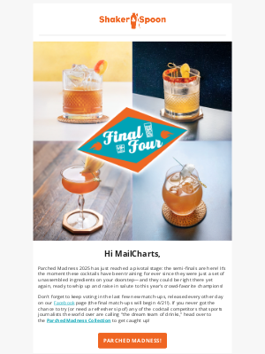 Shaker and Spoon - Celebrate the Parched Madness Final Four! 🏀🍹