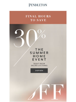 Pendleton Woolen Mills - Final hours for 30% off select home decor