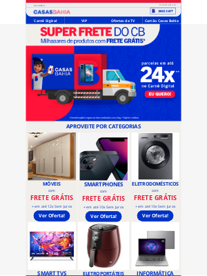 Casas Bahia (Brazil) - Começou o dia do Frete Grátis* 🚚