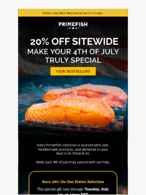 PrimeFish Seafood Co. - 20% Off Sitewide: A Limited-Time Gift