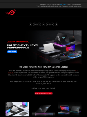 ASUS - The Future of Gaming Starts Now. Limited Pre-Orders Now Open for ROG RTX 50-Series Laptops.