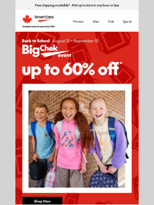 Sport Chek (Canada) - Big Chek Event ends today 🚨 Don't miss out
