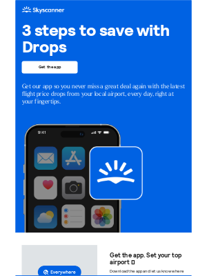 Skyscanner  - Get flight price drops of at least 20% with our app ✈️ 💸