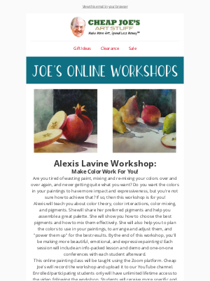 Cheap Joe's Art Stuff - Register NOW for a Virtual Workshop with Alexis Lavine!