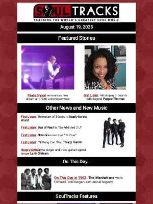 SoulTracks, LLC - New Peabo Bryson album and tour, plus the return of 80s stars Ready for The World