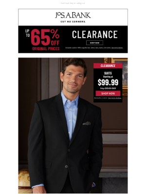 Jos. A. Bank Clothiers - SUIT UP: Clearance suits only $99.99.