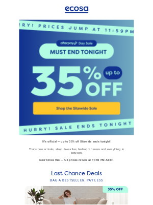Ecosa (Australia) - We'll Flip the Switch at 11:59PM