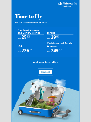Air Europa - 🙌 Time to Fly is back from 25 EUR
