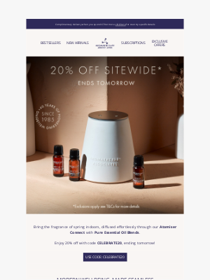 Aromatherapy Associates - 20% Off Sitewide Ends Tomorrow!