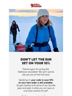 Fjallraven - How about 10% off? You’ve got it.