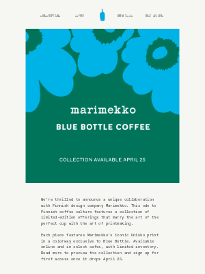 Blue Bottle Coffee - Coming Soon: Marimekko x Blue Bottle Coffee