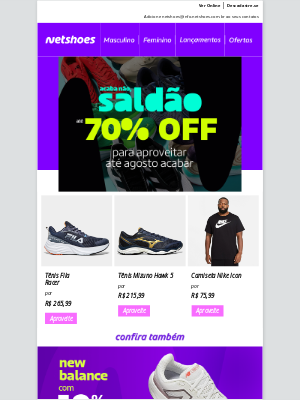 Netshoes (Brazil) - 🚨 Saldão com até 70% OFF
