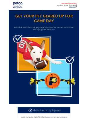 Your dog can get ready for the big game with the help of Petco