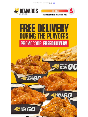 Buffalo Wild Wings - Yup, FREE delivery 🏀🔥
