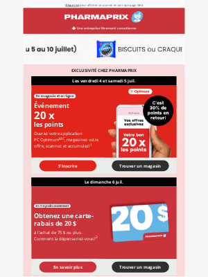 Pharmaprix (Canada-French) - Prenez un chariot et magasinez avec jusqu’à 20 x les points!
