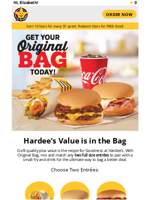 Hardee's - Two Entrées 🍔🐔 + Fries 🍟 + Drink 🥤