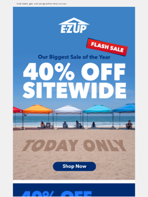 EZUP Instant Shelters - Today Only 💥 40% Off Sitewide Flash Sale