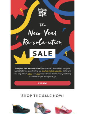Happy New Year email from John Fluevog Shoes