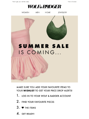 Wolf & Badger - Re: Our Summer Sale
