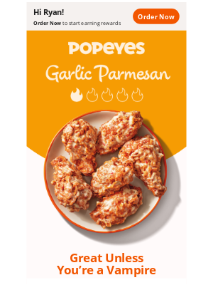 Popeyes Louisiana Kitchen - 🧄 6Pc Garlic Parm Wings TODAY because…