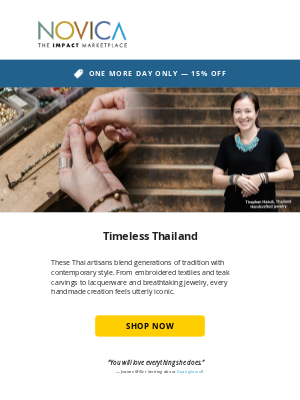 NOVICA - 15% off Thailand Sale — Expires Tomorrow