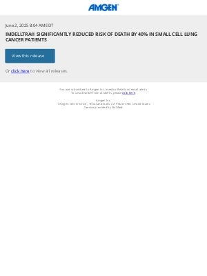 Amgen - IMDELLTRA® SIGNIFICANTLY REDUCED RISK OF DEATH BY 40% IN SMALL CELL LUNG CANCER PATIENTS