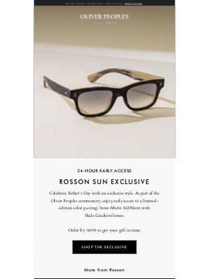 Oliver Peoples - Exclusive Early Access to a Limited-Edition Design