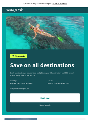 WestJet - SAVE on 110+ super destinations ☀️⛰️🏰