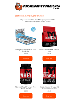 Tiger Fitness - Top 10 Sellers of 2024 - In Case You Missed It