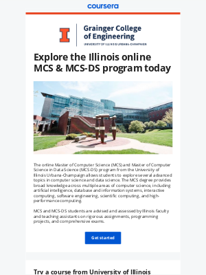 Coursera - Explore University of Illinois’ interdisciplinary MCS & MCS-DS program today