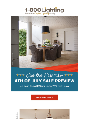 Capitol Lighting's 1800lighting - Get Ready for 4th of July Deals!
