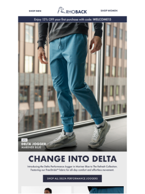 RHOBACK - New: Mariner Blue Delta Jogger