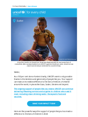 UNICEF (Australia) - ⏰ Walter, together, we can continue to make a difference for every child