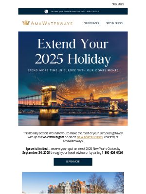 AmaWaterways - Ring in 2026 with Complimentary Nights in Europe
