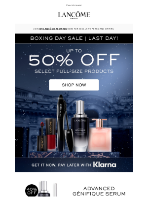 Lancome (Canada) - Margaret, ⏰LAST DAY! Up To 50% OFF Boxing Day Sale Ends Tonight!