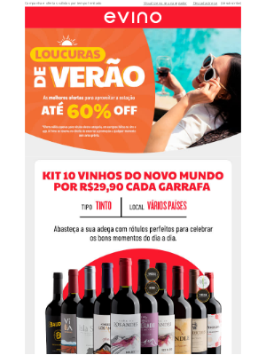 Evino (Brazil) - Tintos do Novo Mundo por R$29,90 cada no kit