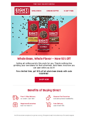 Eight O'Clock Coffee - Fresh grind, better brew – 10% off