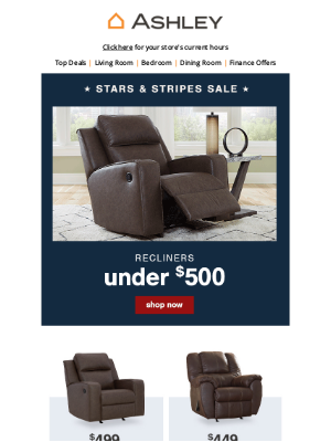 Ashley Furniture HomeStore - Ready, Set, Recline ✨ Recliners under $500