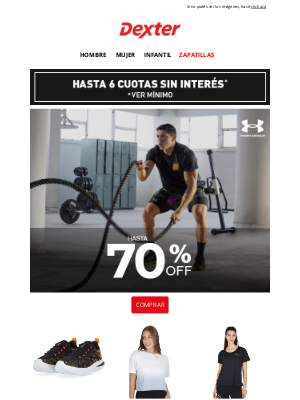 Dexter (Argentina) - Entrená  💪 Hasta 70% OFF en Under Armour 🏋️‍♂️