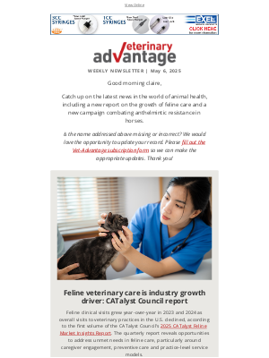 Vet-Advantage Magazine - Feline Veterinary Care Is Industry Growth Driver: Report