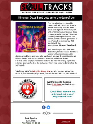 SoulTracks, LLC - SoulTracks Radio Playlist Download - Kinsman Dazz Band gets us to the dancefloor