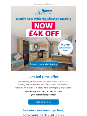 Summer stock clearance, £4K off your holiday home 📣
