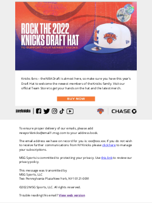 New York Knicks - 2022 Draft Hat is Officially Here