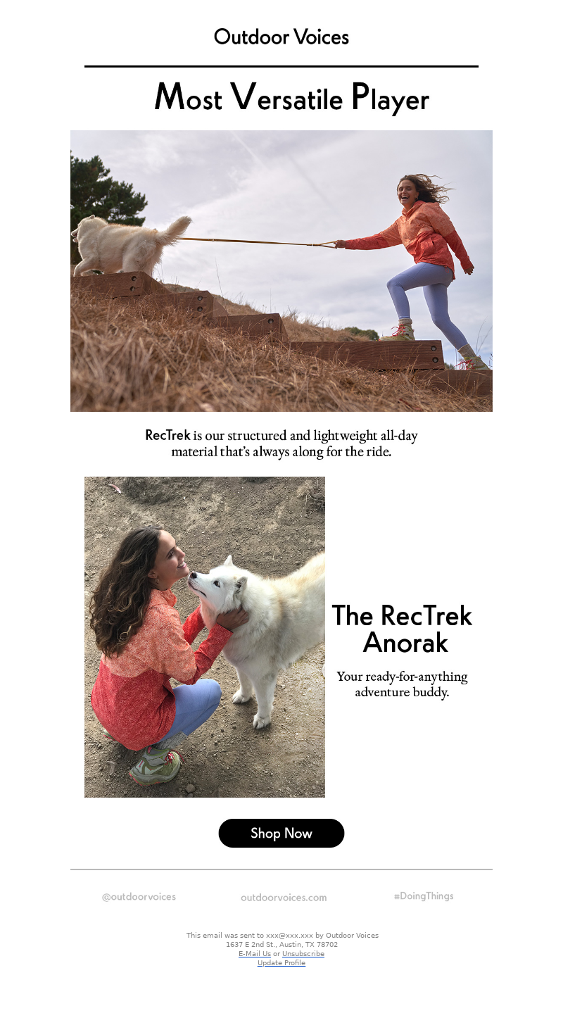 Yogawear, Anywhere email idea