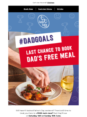 Brewers Fayre (United Kingdom) - ⏰ Last chance to book Dad's FREE meal - don't miss out!