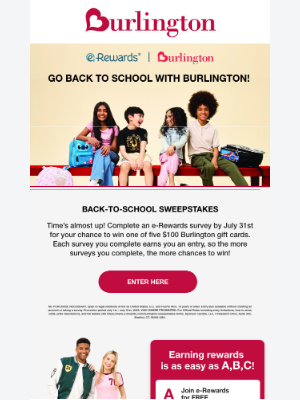 Burlington - REMINDER: You could win a $100 gift card when you fill out an e-Rewards survey!
