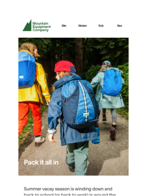 MEC (Canada) - New packs for the first day back
