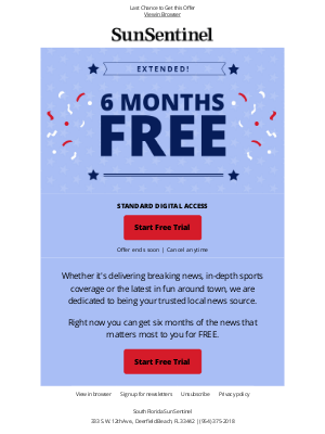 Sun-Sentinel - Extended: 6 Months of Complimentary Digital Access