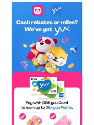 Foodpanda (Singapore) - yuu can earn cash rebates or miles. ✈️🤑